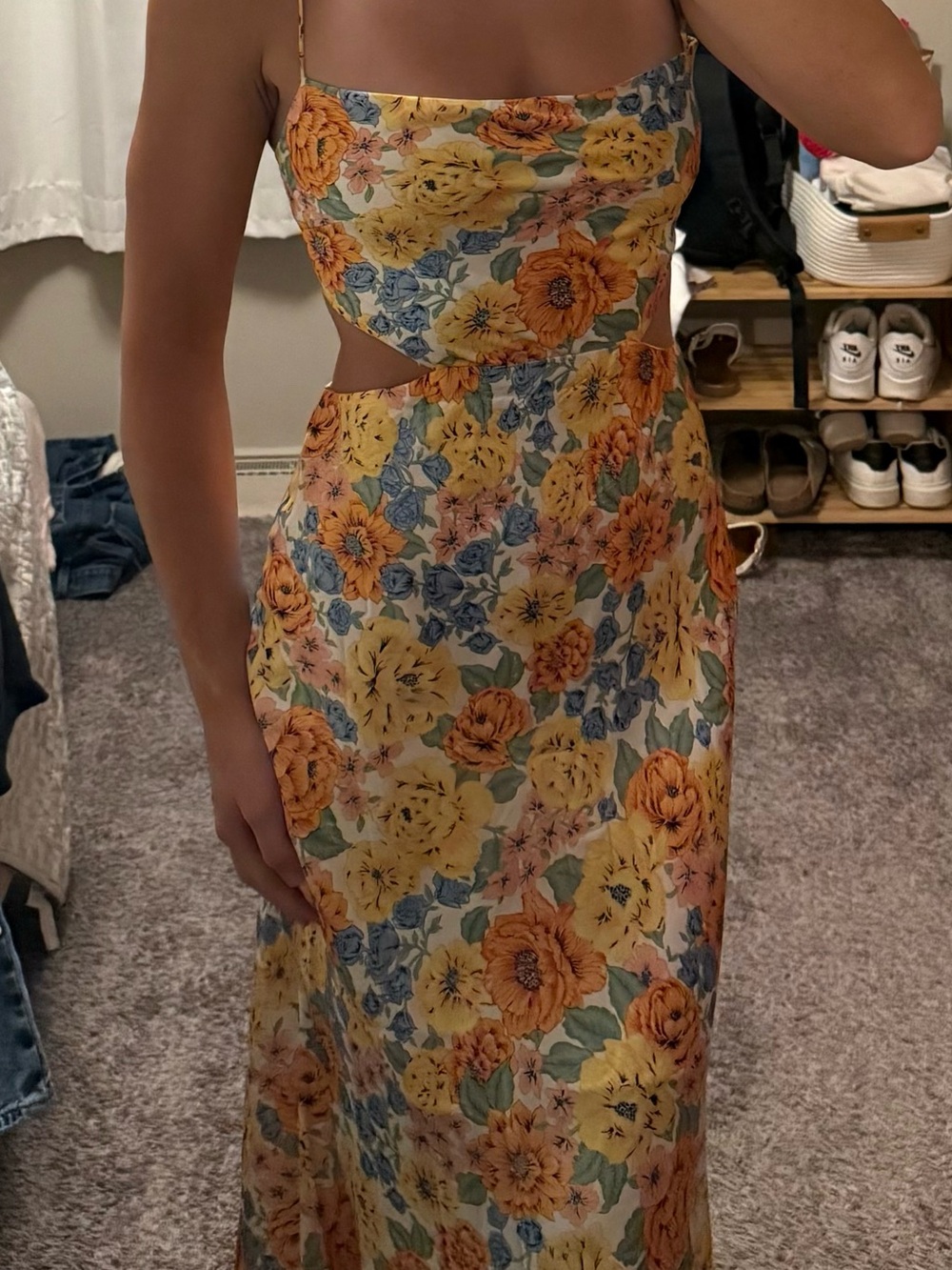 Hello Molly Yellow Floral Cutout Maxi Dress